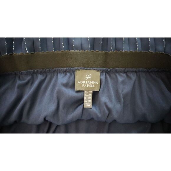 Adrianna Papell Women's Plus Sz 20W Midnight Foil Chiffon Pleated Skirt $139+ - Picture 8 of 14